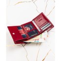 Mały, czerwony portfel damski ze skóry naturalnej z systemem RFID - Peterson