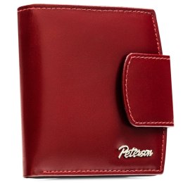 Czerwony, skórzany portfel damski z systemem RFID - Peterson