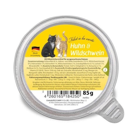 GranataPet Filet a la carte kurczak z dzikiem karma dla kota 85g GranataPet Filet a la carte kurczak z dzikiem karma dla kota 85g