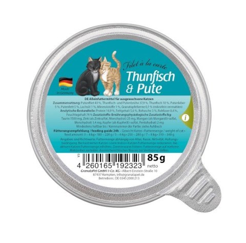 GranataPet Filet a la carte tuńczyk z indykiem karma dla kota 85g GranataPet Filet a la carte tuńczyk z indykiem karma dla kota 85g