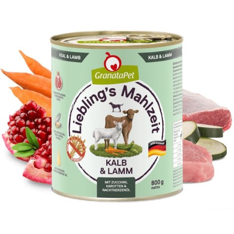 GranataPet Liebling´s Mahlzeit cielęcina i jagnięcina mokra karma dla psa 800g GranataPet Liebling´s Mahlzeit cielęcina i jagnięcina mokra karma dla psa 800g