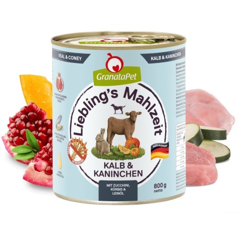 GranataPet Liebling´s Mahlzeit cielęcina i królik mokra karma dla psa 800g GranataPet Liebling´s Mahlzeit cielęcina i królik mokra karma dla psa 800g