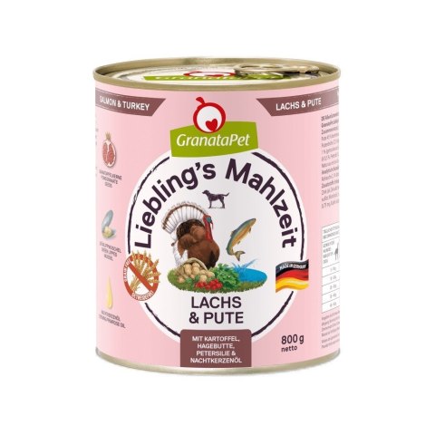GranataPet Liebling´s Mahlzeit łosoś z indykiem mokra karma dla psa 800g GranataPet Liebling´s Mahlzeit łosoś z indykiem mokra karma dla psa 800g