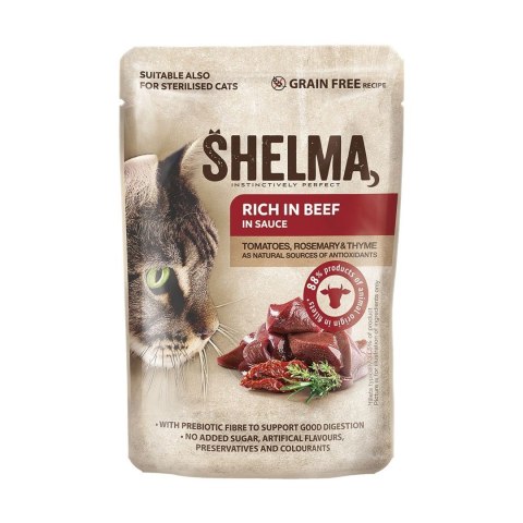 SHELMA saszetka - pełnoporcjowa bezzbożowa karma dla dorosłych kotów. Z kurczakiem, wołowiną, indykiem, kaczką 12x 85 g SHELMA saszetka - pełnoporcjowa bezzbożowa karma dla dorosłych kotów. Z kurczakiem, wołowiną, indykiem, kaczką 12x 85 g