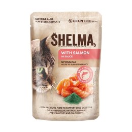 SHELMA saszetka z łososiem i spiruliną dla kota 85g