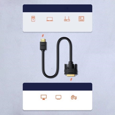 Ugreen kabel HD106 DVI 24+1 pin/HDMI FHD 60Hz 1.5m (czarny) Ugreen kabel HD106 DVI 24+1 pin/HDMI FHD 60Hz 1.5m (czarny)