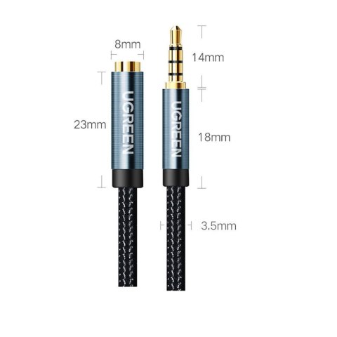 Ugreen kabel adapter przedłużacz AUX mini jack 3,5 mm 2m (niebieski) Ugreen kabel adapter przedłużacz AUX mini jack 3,5 mm 2m (niebieski)