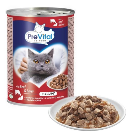PREVITAL - Z wołowiną i wątróbką w sosie - Pełnoporcjowa karma dla dorosłych kotów - 0.415g PREVITAL - Z wołowiną i wątróbką w sosie - Pełnoporcjowa karma dla dorosłych kotów - 0.415g