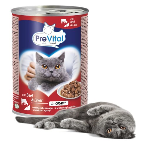 PREVITAL - Z wołowiną i wątróbką w sosie - Pełnoporcjowa karma dla dorosłych kotów - 0.415g PREVITAL - Z wołowiną i wątróbką w sosie - Pełnoporcjowa karma dla dorosłych kotów - 0.415g