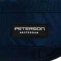 Granatowa, sportowa i pojemna saszetka z poliestru ze stylowym karabińczykiem - Peterson