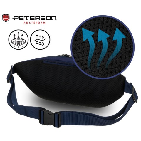 Granatowa, sportowa saszetka z poliestru zamykana suwakiem - Peterson Granatowa, sportowa saszetka z poliestru zamykana suwakiem - Peterson