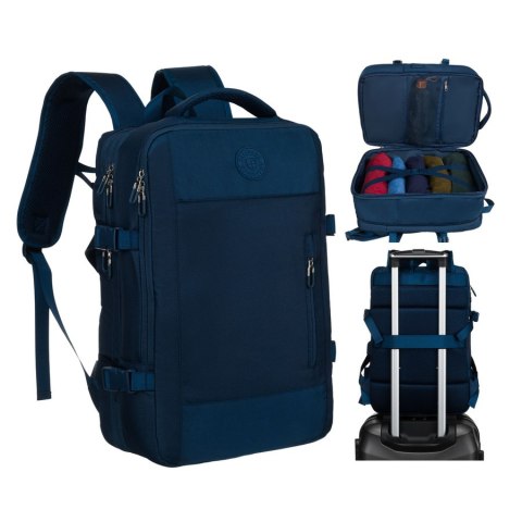 Plecak podróżny wykonany z cordury w granatowym kolorze, wyposażony w port USB - Peterson Plecak podróżny wykonany z cordury w granatowym kolorze, wyposażony w port USB - Peterson