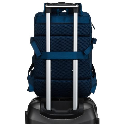 Plecak podróżny wykonany z cordury w granatowym kolorze, wyposażony w port USB - Peterson Plecak podróżny wykonany z cordury w granatowym kolorze, wyposażony w port USB - Peterson