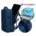 Plecak podróżny wykonany z cordury w granatowym kolorze, wyposażony w port USB - Peterson