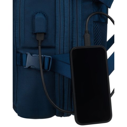 Plecak podróżny wykonany z cordury w granatowym kolorze, wyposażony w port USB - Peterson Plecak podróżny wykonany z cordury w granatowym kolorze, wyposażony w port USB - Peterson