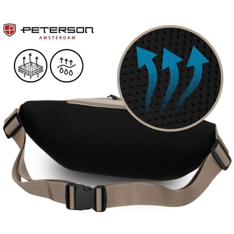 Praktyczna, jasnoszara saszetka sportowa z poliestru zawieszona na regulowanym pasku - Peterson Praktyczna, jasnoszara saszetka sportowa z poliestru zawieszona na regulowanym pasku - Peterson