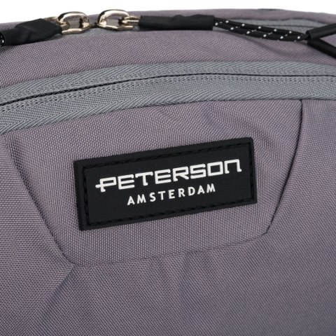 Praktyczna saszetka sportowa z poliestru w ciemnoszarym kolorze, zamykana suwakiem - Peterson Praktyczna saszetka sportowa z poliestru w ciemnoszarym kolorze, zamykana suwakiem - Peterson