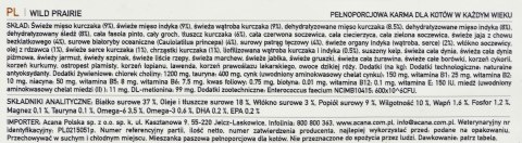 ACANA Wild Prairie Cat - sucha karma dla kota - 1,8 kg ACANA Wild Prairie Cat - sucha karma dla kota - 1,8 kg