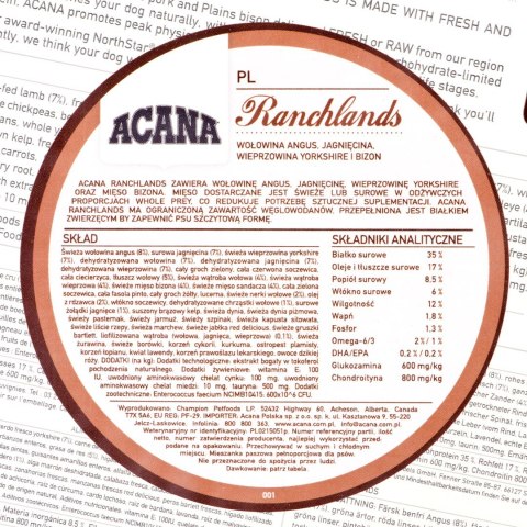 ACANA Ranchlands Dog 2kg ACANA Ranchlands Dog 2kg