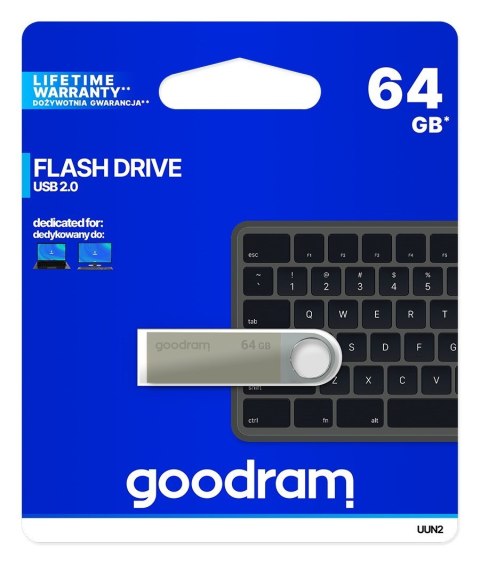 Pendrive GoodRam UUN2 UUN2-0640S0R11 (64GB; USB 2.0; kolor srebrny) Pendrive GoodRam UUN2 UUN2-0640S0R11 (64GB; USB 2.0; kolor srebrny)