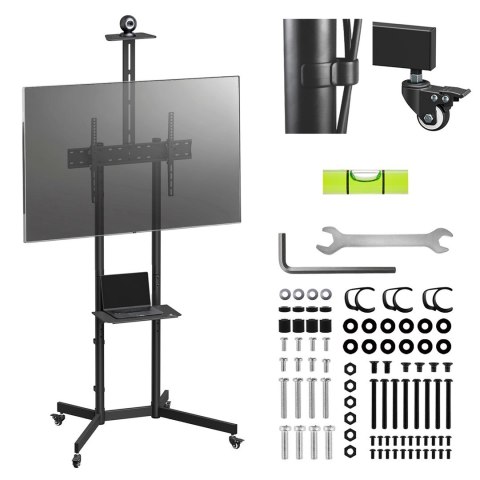 MACLEAN STAND / WÓZEK DO TV, PÓŁKA NA KAMERĘ, NA KÓŁKACH, 37-70", MAX. OBCIĄŻENIE 45KG/5KG PÓŁKA, MAX. VESA 600X400 MC-113 B MACLEAN STAND / WÓZEK DO TV, PÓŁKA NA KAMERĘ, NA KÓŁKACH, 37-70", MAX. OBCIĄŻENIE 45KG/5KG PÓŁKA, MAX. VESA 600X400 MC-113 B