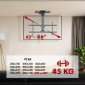 MACLEAN UCHWYT ELEKTRYCZNY DO TV, SUFITOWY, OBSŁUGA TUYA, MAX. VESA 800X400, DLA TV 43-86", MAX. 45KG MC-110 T