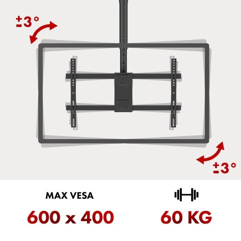 MACLEAN UCHWYT SUFITOWY DLA TV, MAX. OBCIĄŻENIE 60KG, 43-86", MAX VESA 600X400 MC-112 B MACLEAN UCHWYT SUFITOWY DLA TV, MAX. OBCIĄŻENIE 60KG, 43-86", MAX VESA 600X400 MC-112 B