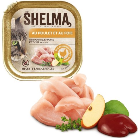 SHELMA Alucup - pełnoporcjowa bezzbożowa karma dla dorosłych kotów. Z kurczakiem i wątróbką 100g SHELMA Alucup - pełnoporcjowa bezzbożowa karma dla dorosłych kotów. Z kurczakiem i wątróbką 100g