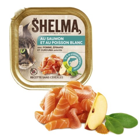 SHELMA Alucup - pełnoporcjowa bezzbożowa karma dla dorosłych kotów. Z łososiem i białą rybą 100g SHELMA Alucup - pełnoporcjowa bezzbożowa karma dla dorosłych kotów. Z łososiem i białą rybą 100g