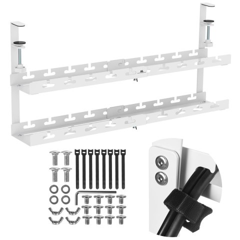 MACLEAN ORGANIZER PODBIURKOWY NA KABLE, MAX. OBCIĄŻENIE 5KG, MAX. 728MM, 2 POZIOMY, BIAŁY MC-102 W MACLEAN ORGANIZER PODBIURKOWY NA KABLE, MAX. OBCIĄŻENIE 5KG, MAX. 728MM, 2 POZIOMY, BIAŁY MC-102 W