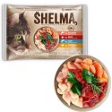 SHELMA saszetka - pełnoporcjowa bezzbożowa karma dla dorosłych kotów. Z łososiem, dorszem, wołowiną i kurczakiem 4x85g