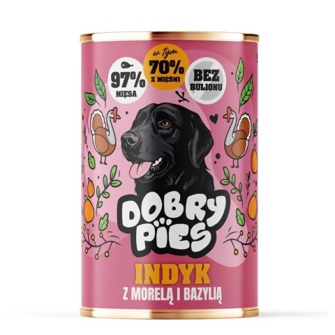 DOBRY PIES Indyk z morelą i bazylią mokra karma dla psa 400g DOBRY PIES Indyk z morelą i bazylią mokra karma dla psa 400g