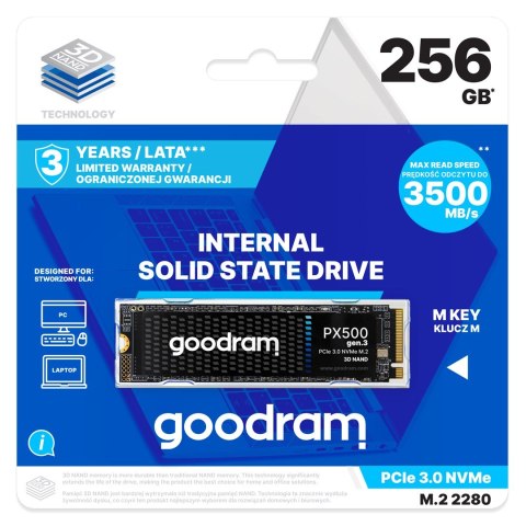 SSD GOODRAM PX500 GEN.3 PCIe 3x4 256GB M.2 2280 RET SSD GOODRAM PX500 GEN.3 PCIe 3x4 256GB M.2 2280 RET