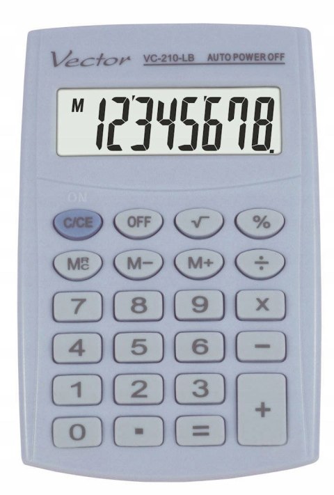 Vector Kalkulator kieszonkow KAV VC-210 LB, 8- cyfrowy ,64x98,5mm, jasnoniebieski Vector Kalkulator kieszonkow KAV VC-210 LB, 8- cyfrowy ,64x98,5mm, jasnoniebieski