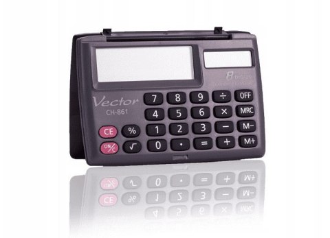 Vector Kalkulator kieszonkowy KAV CH-861, 8-cyfrowy, 87x58mm, czarny Vector Kalkulator kieszonkowy KAV CH-861, 8-cyfrowy, 87x58mm, czarny