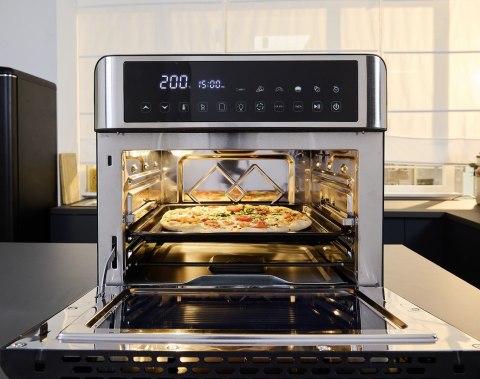 SEVERIN MINI PIEKARNIK Z FUNKCJĄ AIR FRYER, 12 AUTO. PROGRAMÓW, WYŚWIELACZ DOTYKOWY LED, TEMP. 40°C-220°C, 25 L ,2200W TO2077