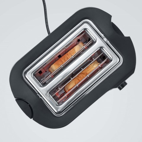 SEVERIN TOSTER CZERWONY, STAL NIERDZEWNA, 2 KROMKI, PRZYCISK ROZMRAŻANIA, ELEKTR. KONTR. OPIEKANIA, MOC 800W AT2217