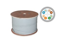 Alantec Kabel F/UTP kat.6, sieciowy, LSOH, Dca 4x2x23 AWG, 1Gb/s (10Gb/s do 55m), 450 MHz, szary, 500m (KIF6LSOH500D)