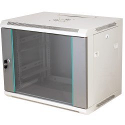 Q-LANTEC Szafa rack wisząca 19" 18U 600x450, drzwi szklane, kolor szary