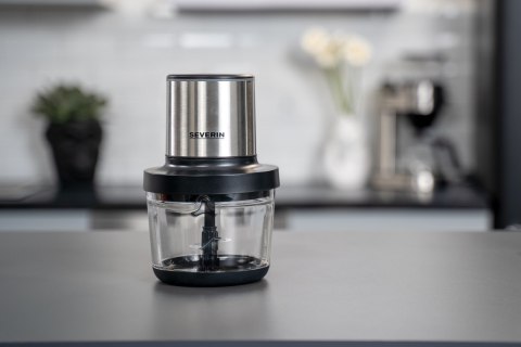 SEVERIN ROZDRABNIACZ INOX/SZKŁO, SZKLANY POJEMNIK O POJ. 1L, WOLNY OD BPA, DO MYCIA W ZMYWARCE, 2 POZIOMY MOCY, 400W KM3867