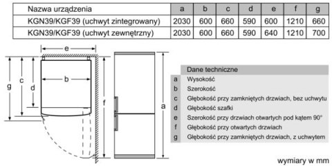 Chłodziarko-zamrażarka BOSCH KGN39VIEB