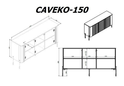 Komoda VERA 150x40x80 czarny mat