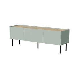 Szafka RTV FELLINI 150x40x52 oliwka + blat dąb olejowany