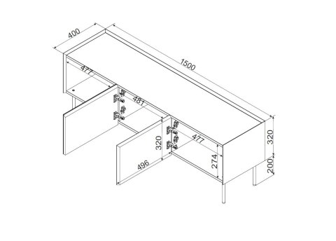 Szafka RTV FELLINI 150x40x52 oliwka + blat dąb olejowany Szafka RTV FELLINI 150x40x52 oliwka + blat dąb olejowany