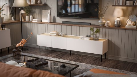 Szafka RTV FELLINI 200x40x52 kaszmir + blat dąb olejowany Szafka RTV FELLINI 200x40x52 kaszmir + blat dąb olejowany