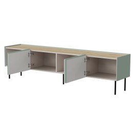 Szafka RTV FELLINI 200x40x52 oliwka + blat dąb olejowany