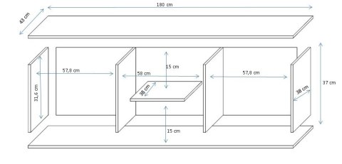 Szafka RTV SOHO 180x43x37 kaszmir+czarny Szafka RTV SOHO 180x43x37 kaszmir+czarny