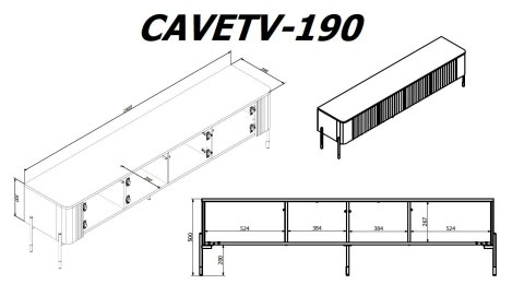 Szafka RTV VERA 190x40x50 biały mat Szafka RTV VERA 190x40x50 biały mat