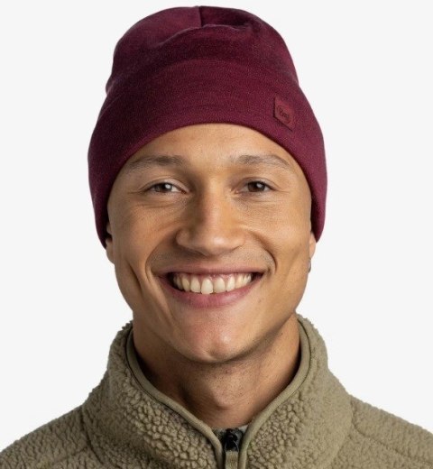 Czapka BUFF HEAVYWEIGHT MERINO WOOL LOOSE HAT SOLID TIBETAN RED