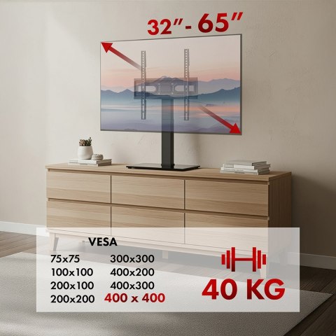 MACLEAN UNIWERSALNY STOJAK DO TV, NA SZAFKĘ RTV, PODSTAWKA, MAX. 40KG, MAX. VESA 400X400, REGULACJA WYSOKOŚCI I KĄTA MC-1240 MACLEAN UNIWERSALNY STOJAK DO TV, NA SZAFKĘ RTV, PODSTAWKA, MAX. 40KG, MAX. VESA 400X400, REGULACJA WYSOKOŚCI I KĄTA MC-1240